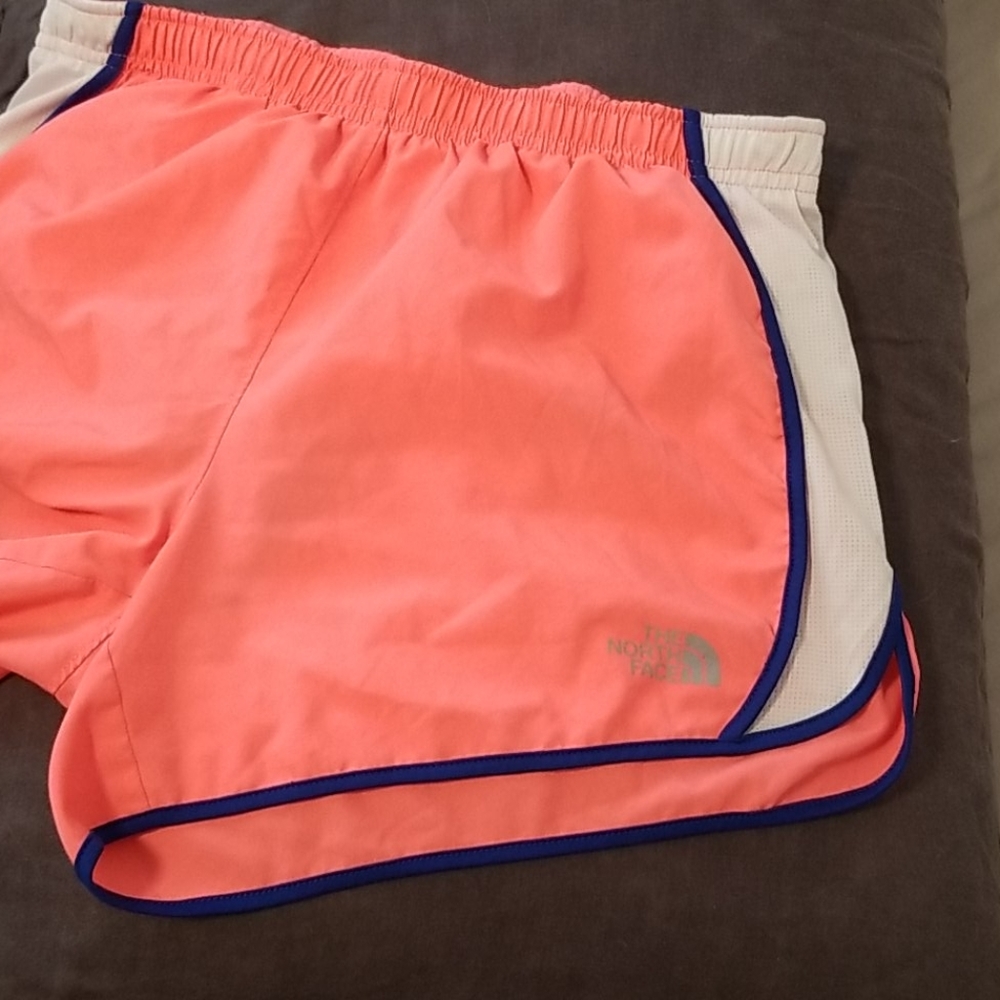 Coral north face exercise shorts